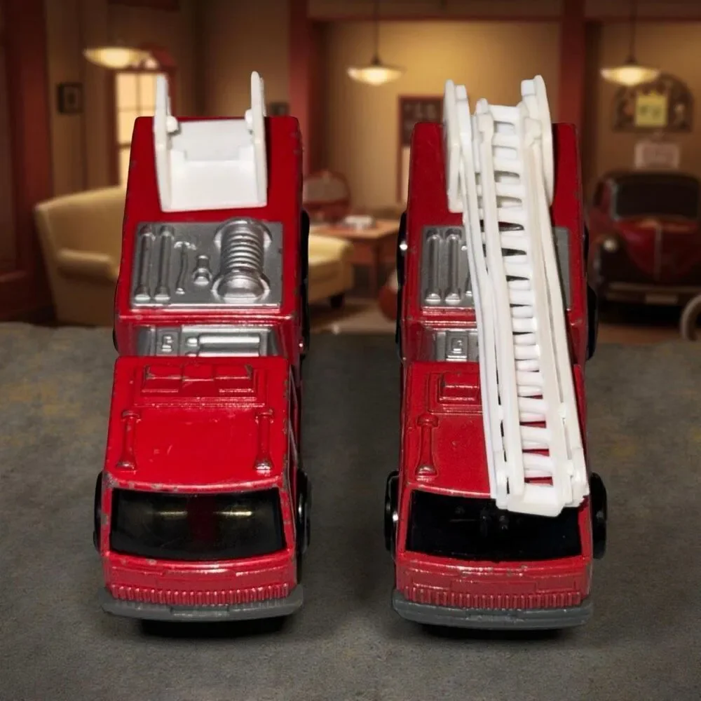 (2) Vintage 1992 Tonka Mcdonalds Happy Meal Toy Fire Engine Truck Metal Diecast